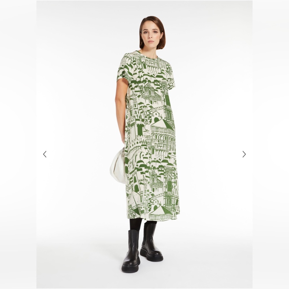 Weekend MAX MARA Silk T shirt Dress Rome print 4